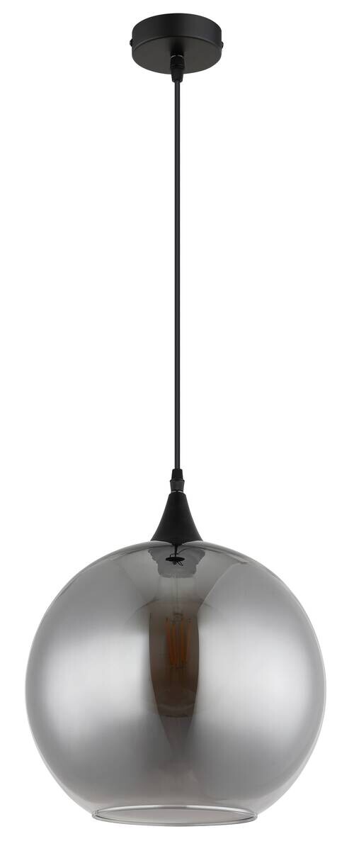 Pendelleuchte Nika schwarz Rauch Metall Glas H/D: ca. 120x30 cm E27 1 Brennstellen