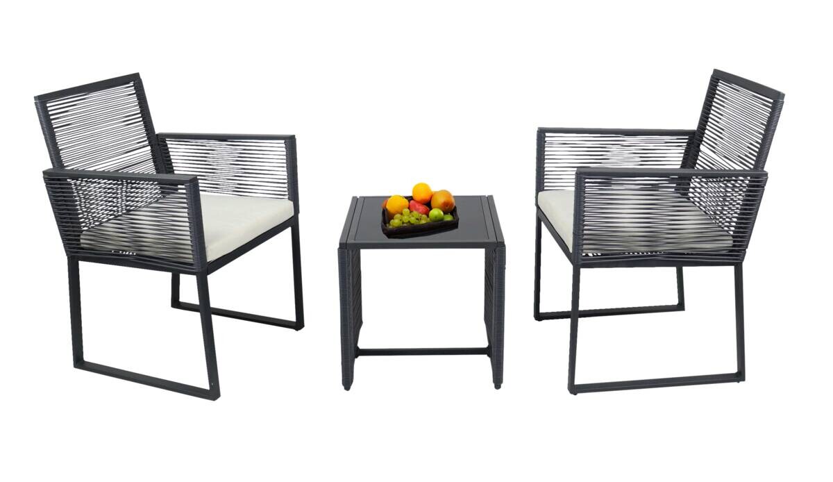 VCM Gartensitzgruppe Fidola schwarz Polyrattangeflecht B/H/L: ca. 53x86x53 cm