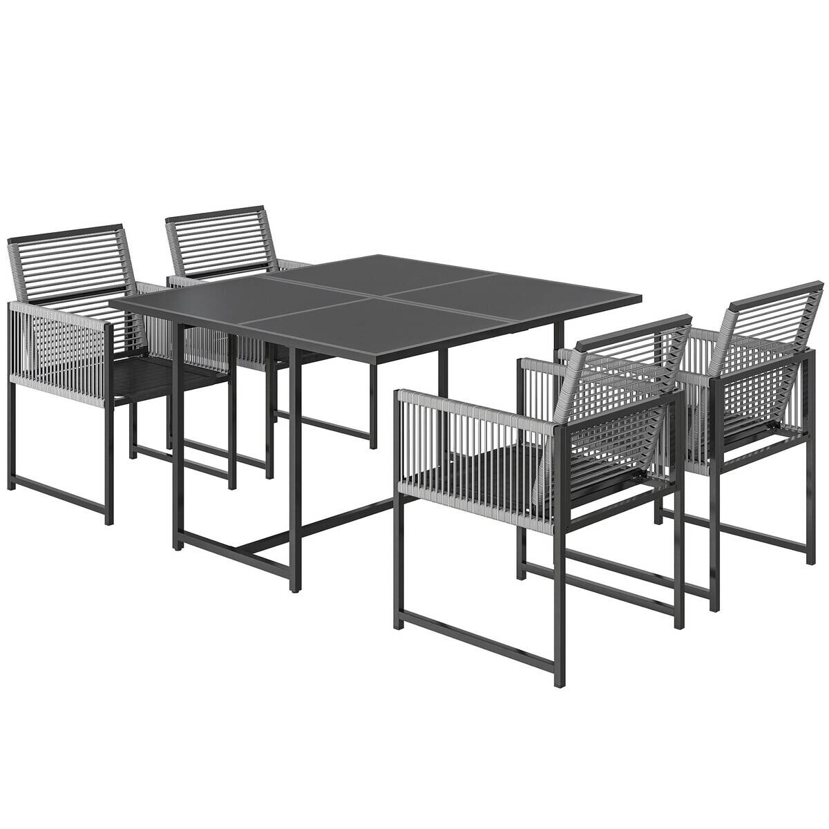 Outsunny Gartensitzgruppe hellgrau Glas B/H/L: ca. 120x72x120 cm