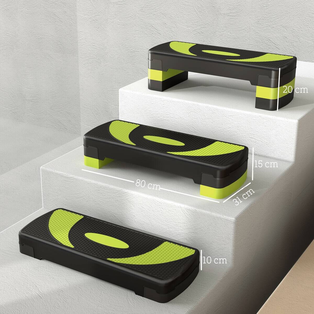 HOMCOM Steppbrett grün Kunststoff B/H/L: ca. 31x20x80 cm