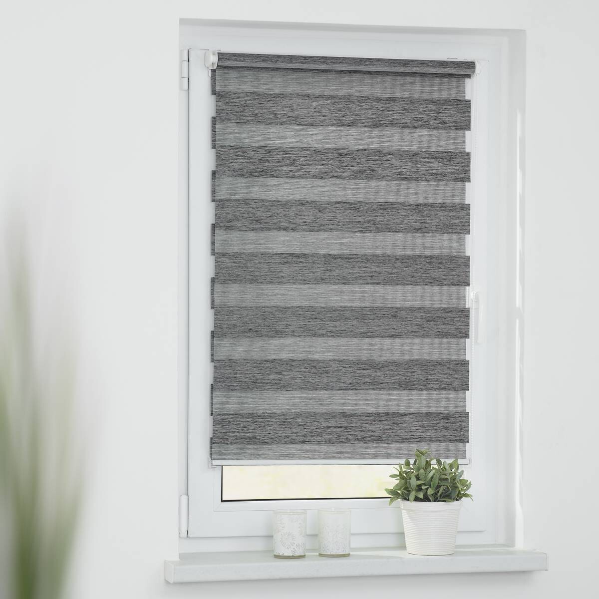LICHTBLICK Doppelrollo Duo Go Green dunkelgrau B/L: ca. 60x150 cm