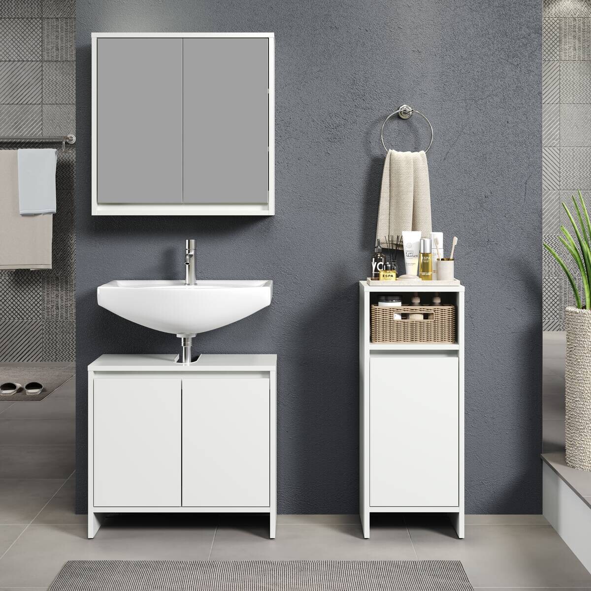 Stauraumelement Basix weiß matt grau B/H/T: ca. 32x81x28 cm