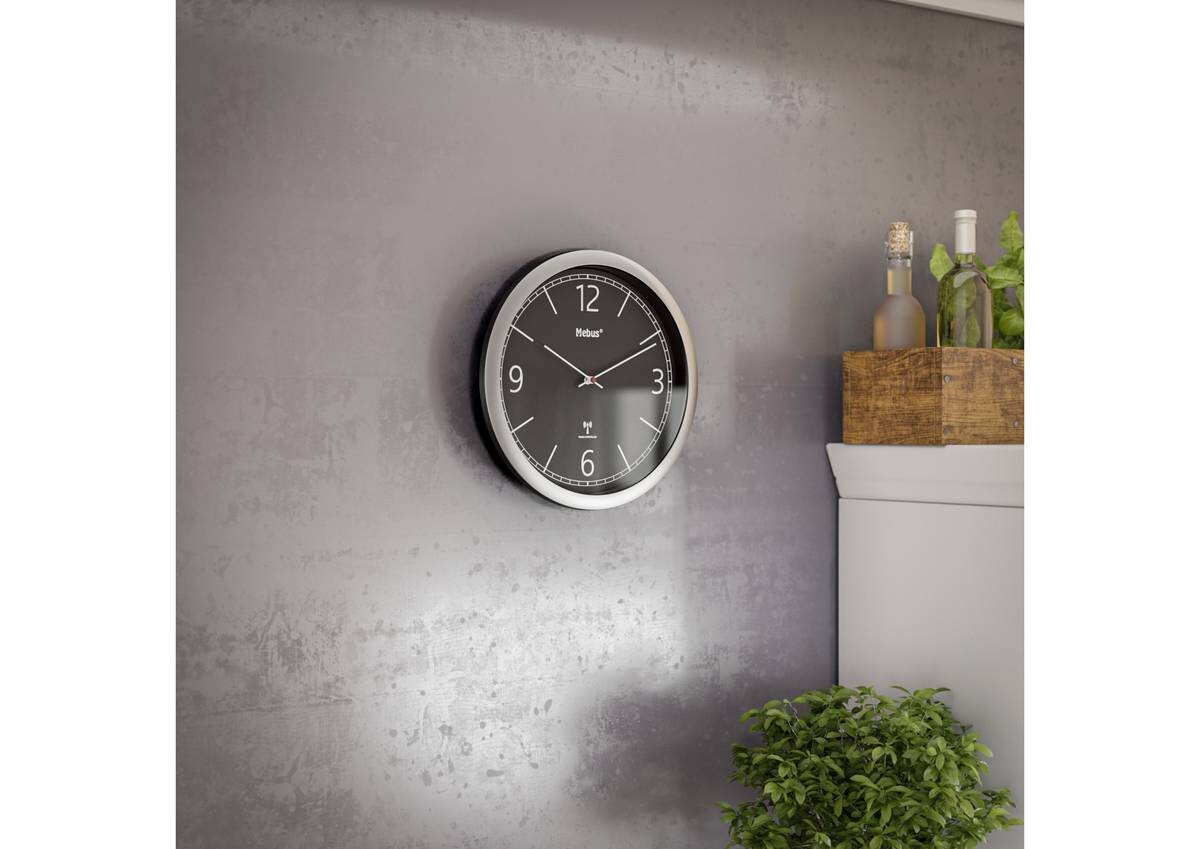 Mebus Wanduhr silber D: ca. 25 cm