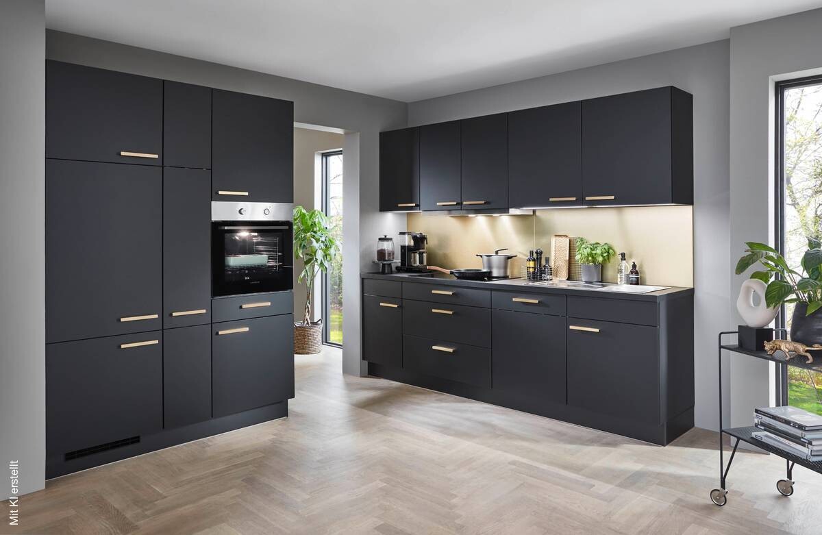 nobilia Doppelblock Touch schwarz Lacklaminat supermatt B/T/L: ca. 150x60x260 cm
