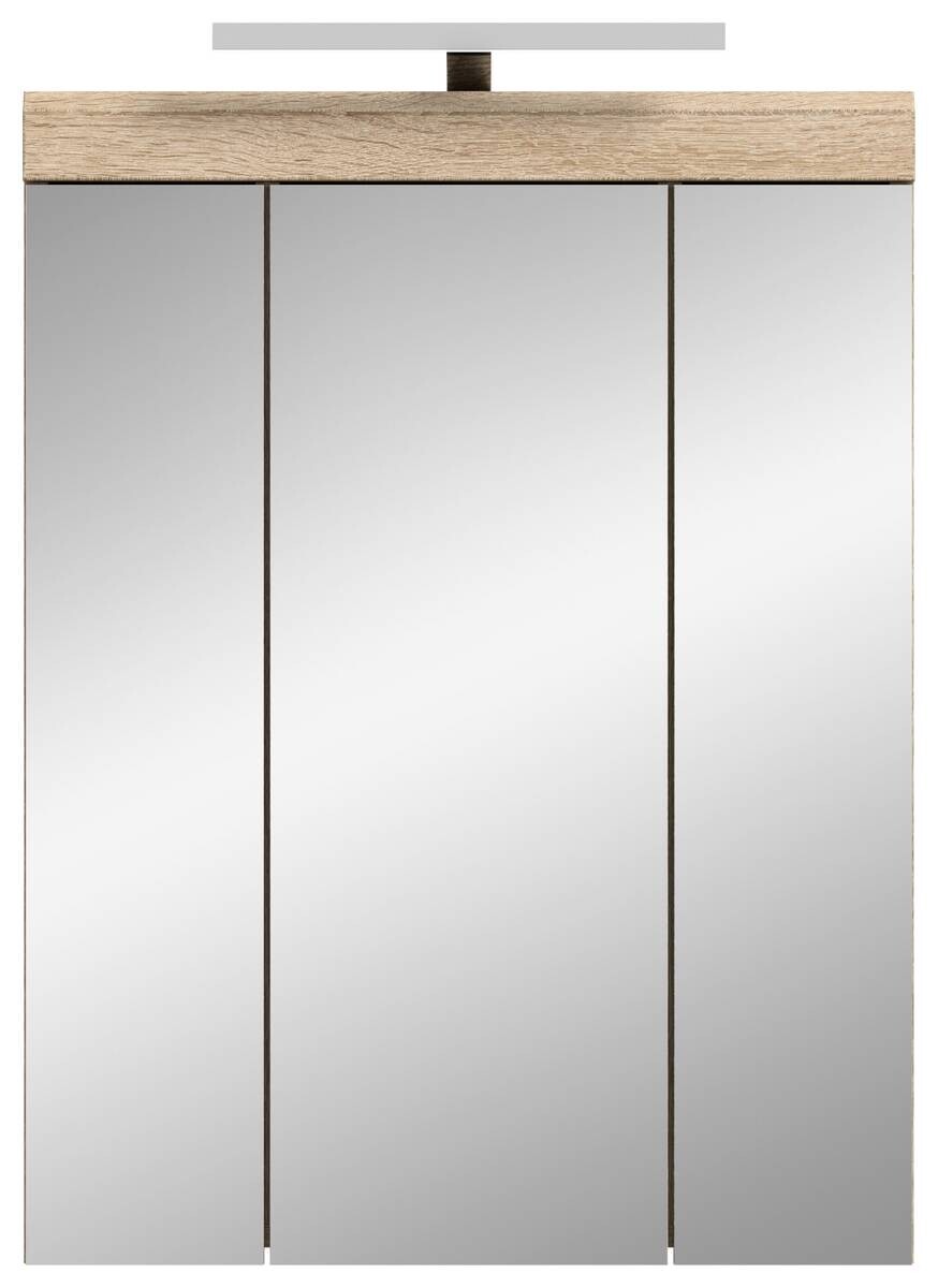 Spiegelschrank Lambada Eiche Sonoma Nachbildung weiß Hochglanz B/H/T: ca. 60x79x37 cm