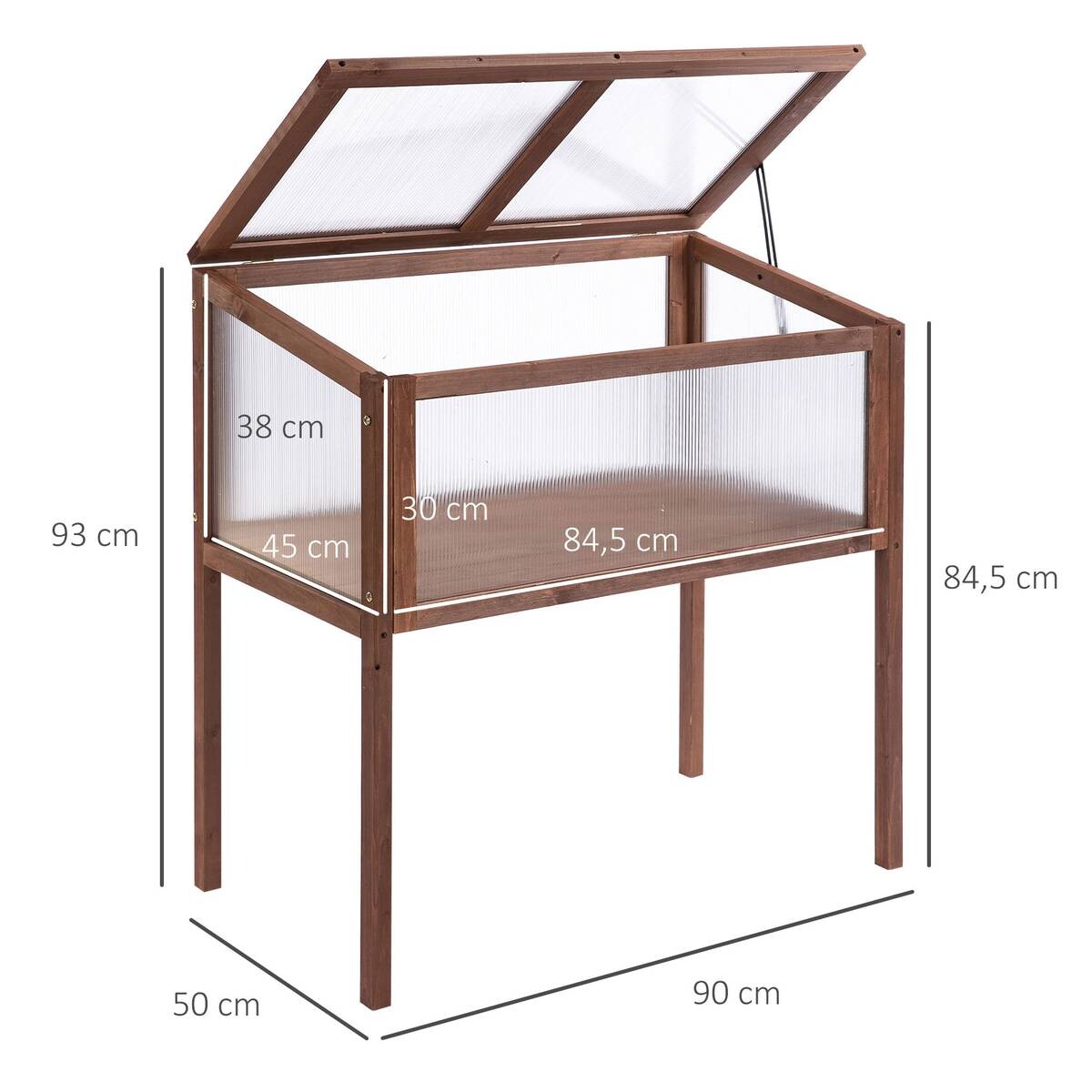 Outsunny Holzgewächshaus B/H/L: ca. 50x93x90 cm braun