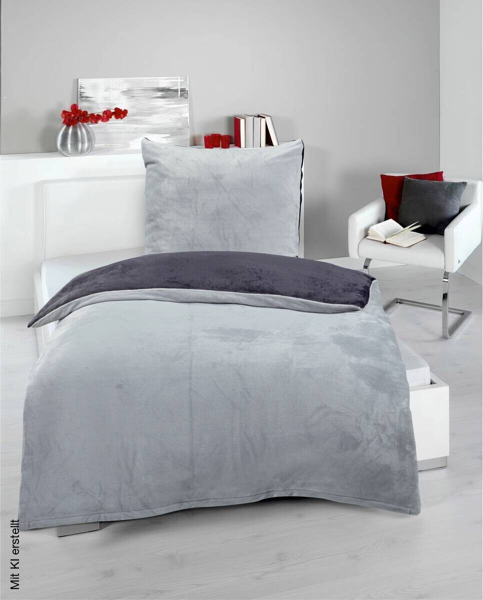 Microfaser Bettwäsche Cashmere touch silber Polyester B/L: ca. 135x200 cm
