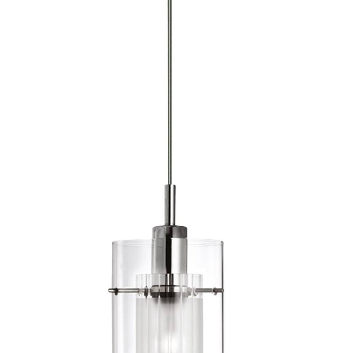 Searchlight Pendelleuchte Duo Chrom Glas Stahl B/H/L: ca. 13x120x20 cm E14 1 Brennstellen