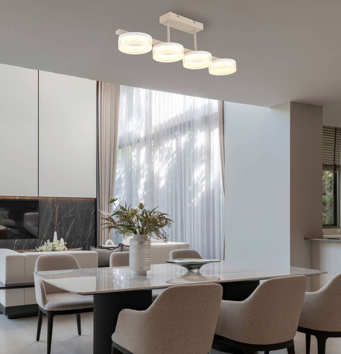 GLOBO Deckenleuchte sand transparent weiß Metall Kunststoff B/H/L: ca. 13x19,5x67 cm 1 Brennstellen