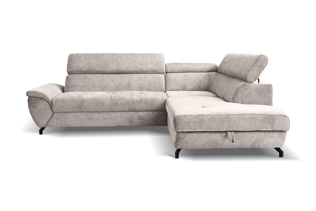 Ecksofa mit Bettfunktion und Bettkasten grau Microfaser B/H/T: ca. 263x77x210 cm