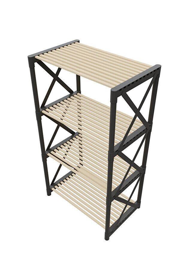 Aufbewahrungsregal schwarz Holz B/H/T: ca. 54x105x37 cm