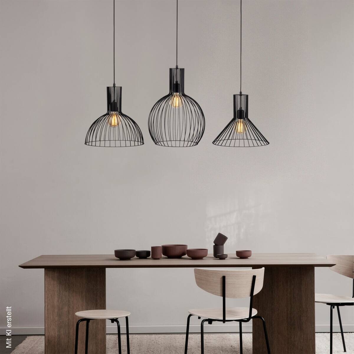 Opviq Pendelleuchte MR-768 schwarz B/H/T/L: ca. 145x158x38x145 cm E27 3 Brennstellen