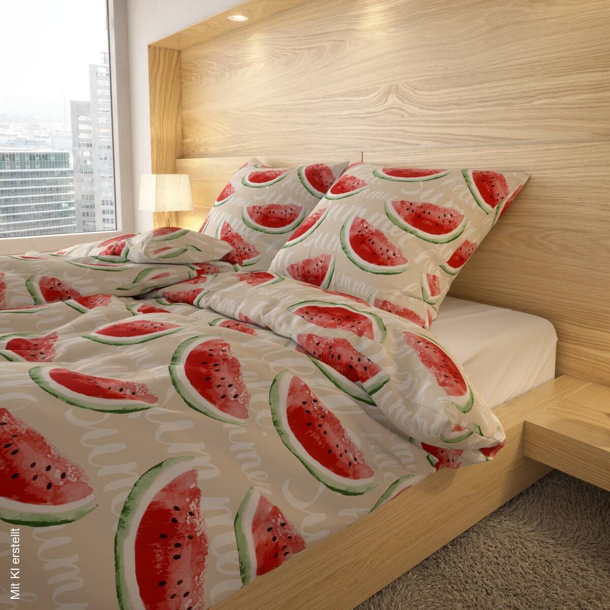 Microfaser Bettwäsche rot beige 100% Polyester B/L: ca. 135x200 cm