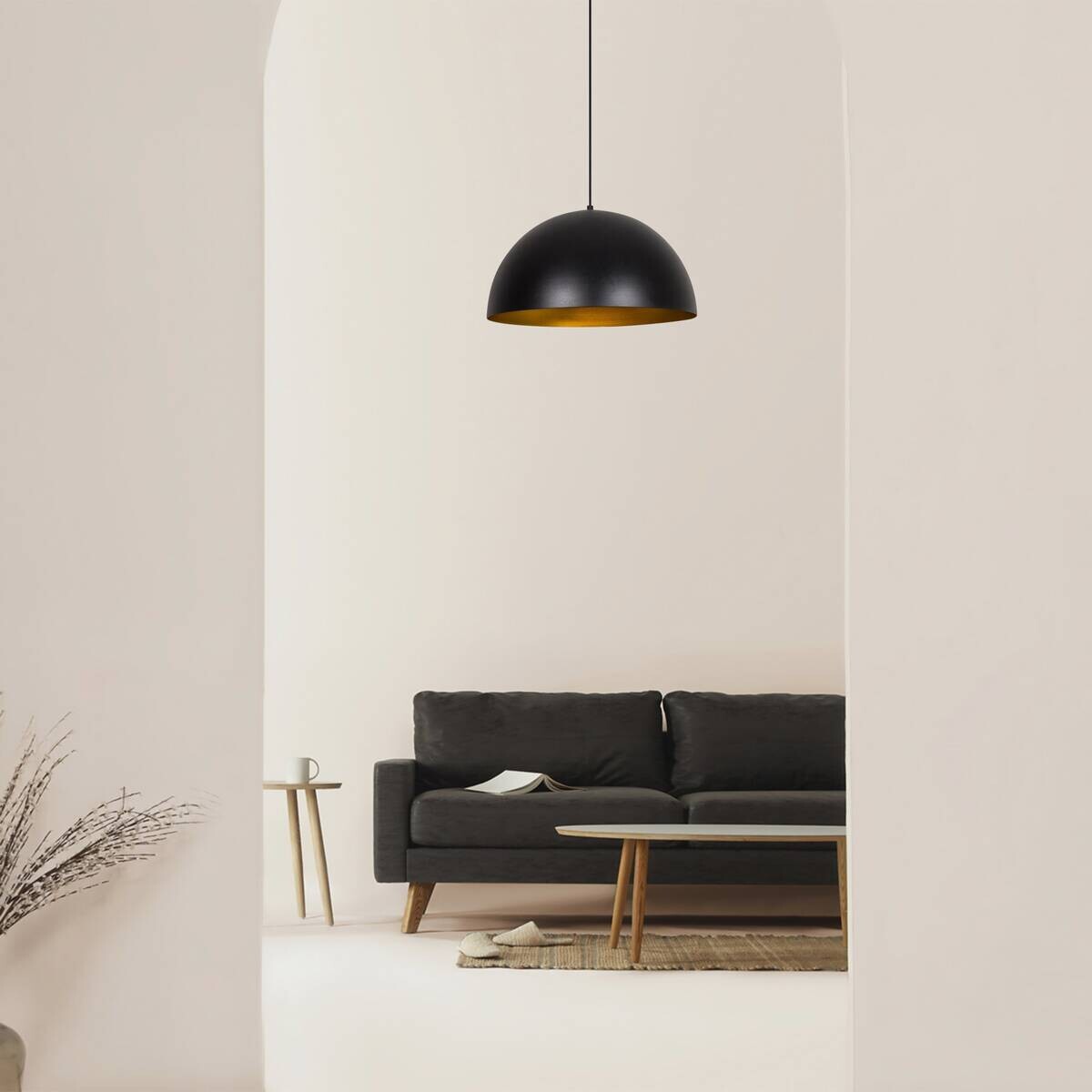 Opviq Pendelleuchte Sivani gold schwarz Metall B/H/T/L/D: ca. 50x121x50x50x50 cm E27 1 Brennstellen