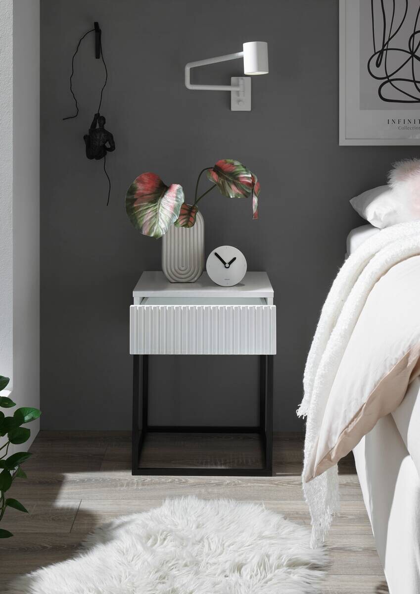 Nachtkonsole Marle weiß B/H/T: ca. 40x52x39 cm