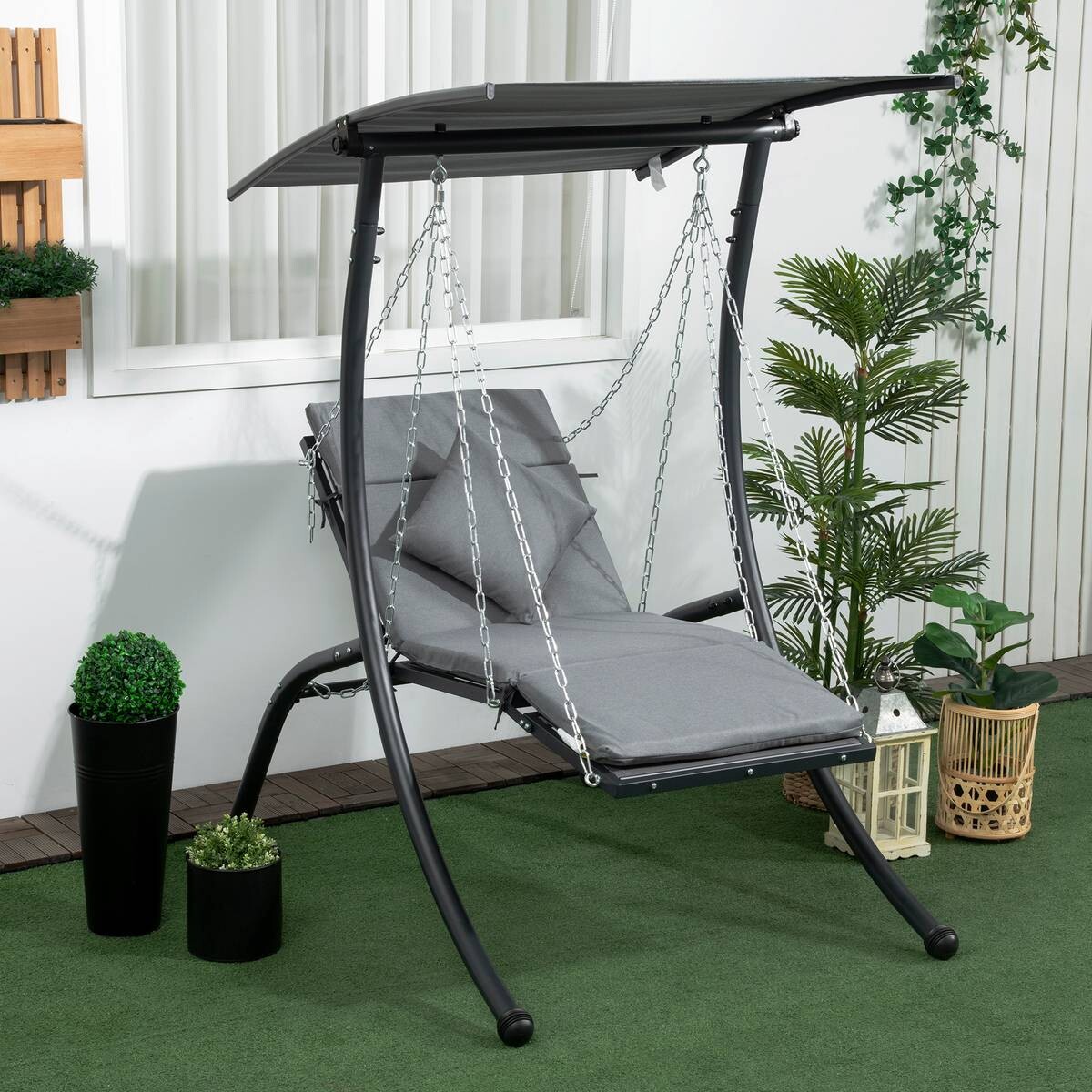 Outsunny Hollywoodschaukel dunkelgrau Stoff B/H/L: ca. 145x169x108 cm