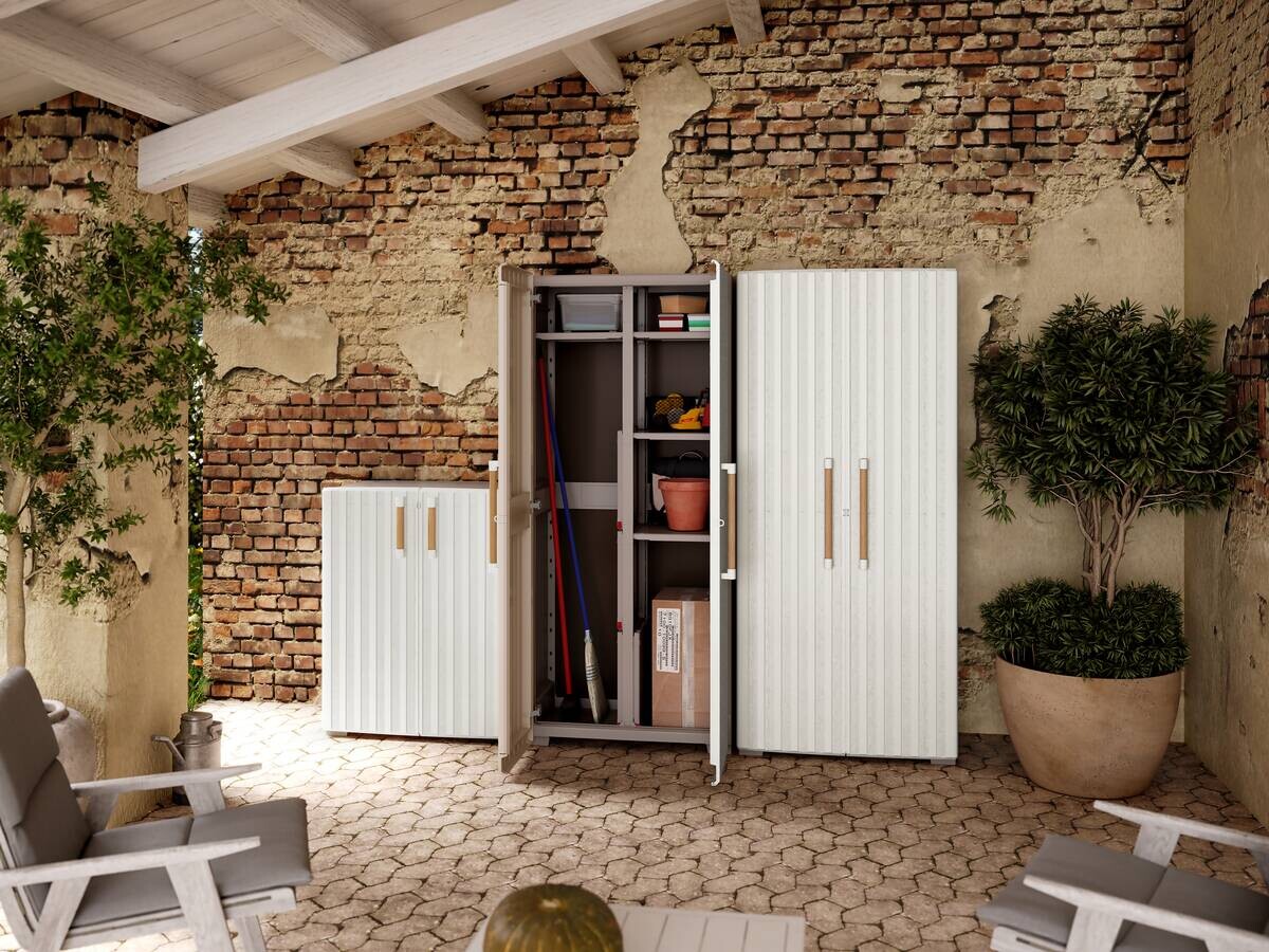 Keter Kunststoffschrank Groove Utility beige Kunststoff B/H/T: ca. 80x180x45 cm