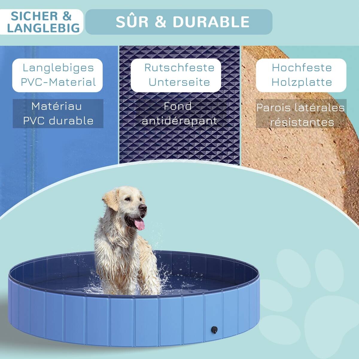PawHut Hunde-Zubehör blau Polypropylen B/H/L: ca. 120x120x30 cm