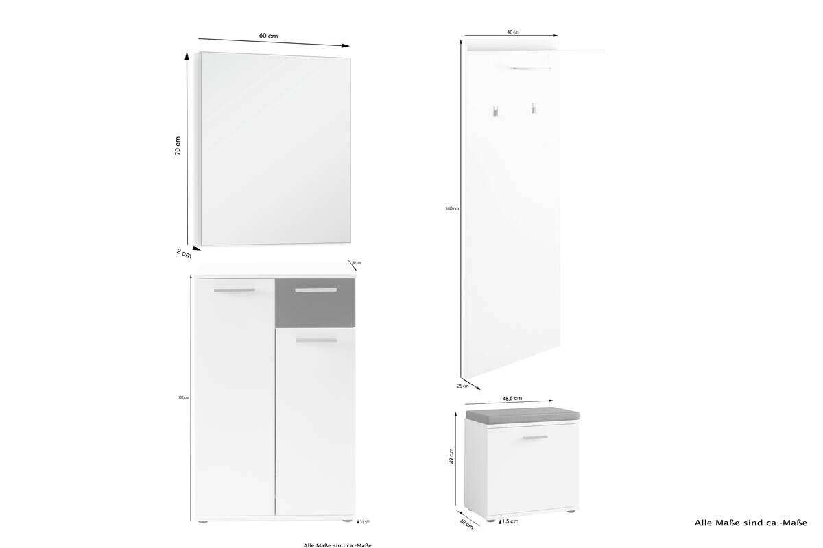 Garderobenset JAKOB Set 4-tlg. anthrazit