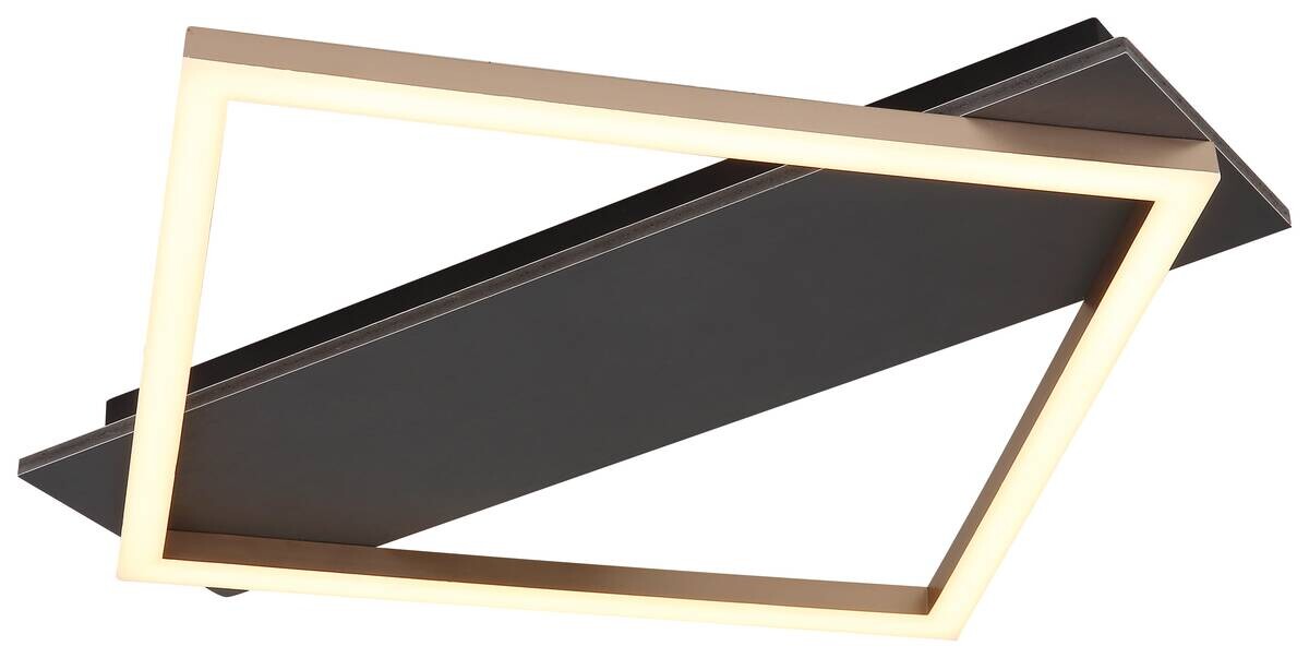 GLOBO LED-Deckenleuchte Opal champagner mattschwarz Metall Kunststoff MDF B/H/L: ca. 46,7x6x52 cm 1 Brennstellen
