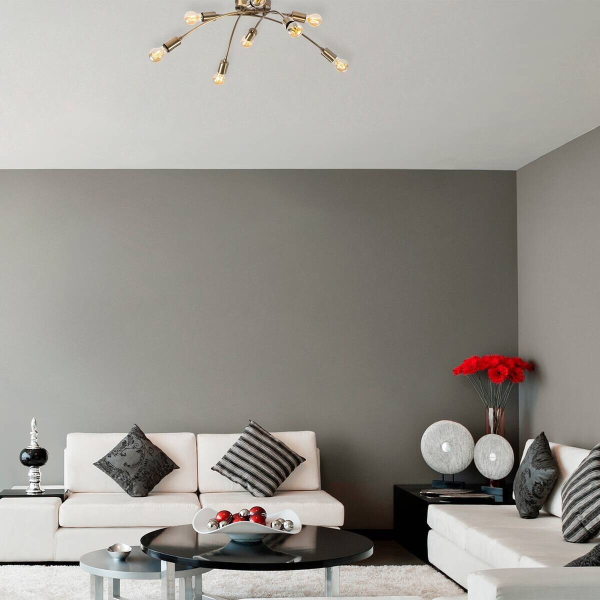 Opviq Deckenleuchte Banana-1152 Metall B/H/T/L/D: ca. 79x26x79x79x79 cm E27 8 Brennstellen