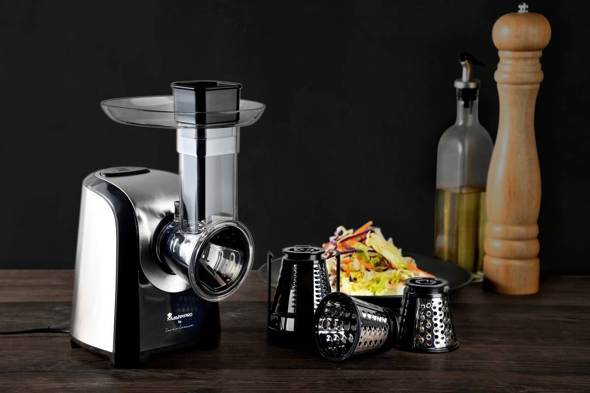 MASTERPRO Reibe elektrisch silber schwarz Edelstahl Kunststoff B/H/T: ca. 245x30,5x20,3 cm ca. 150 W