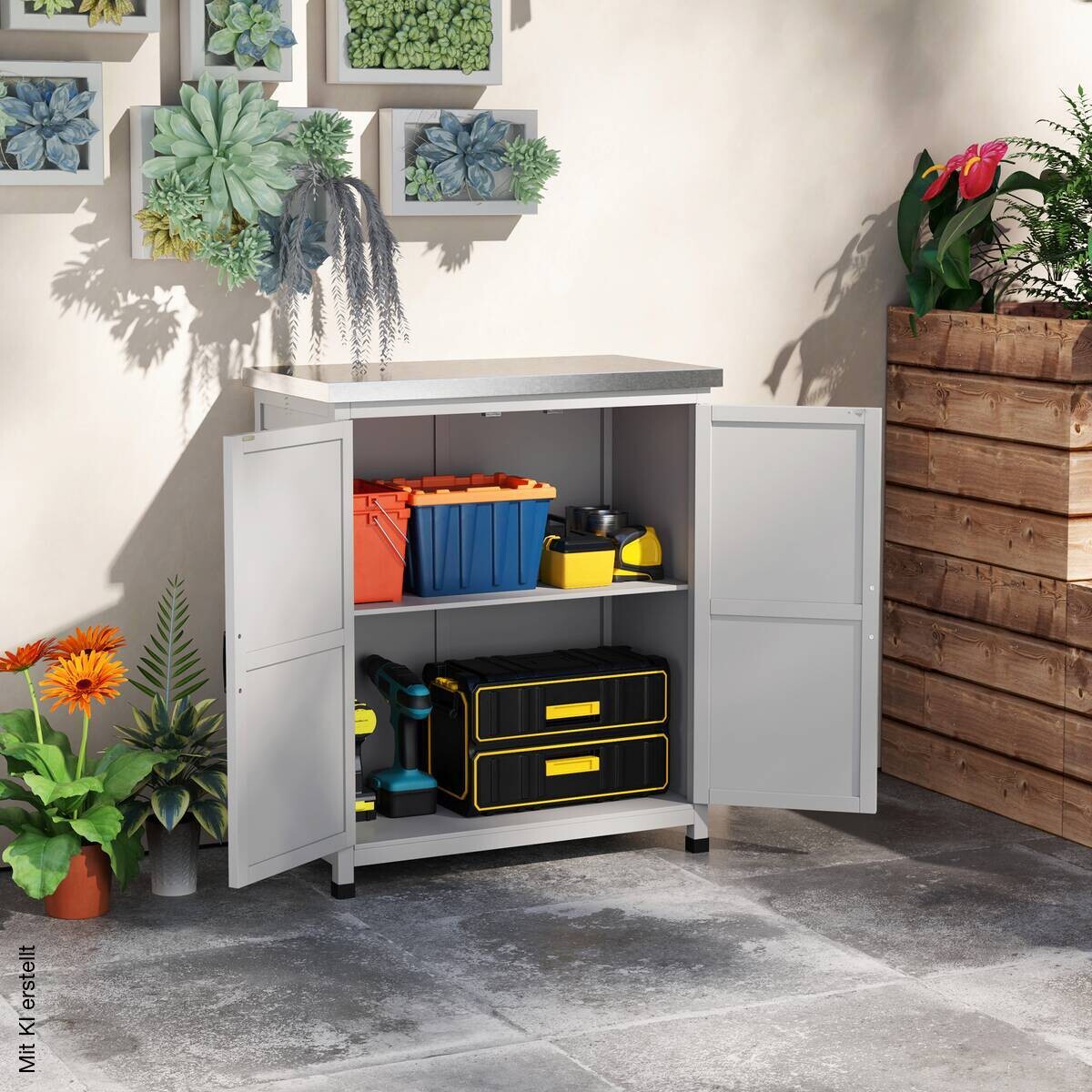 Outsunny Gartenschrank grau Stahl B/H/L: ca. 43x92x79 cm