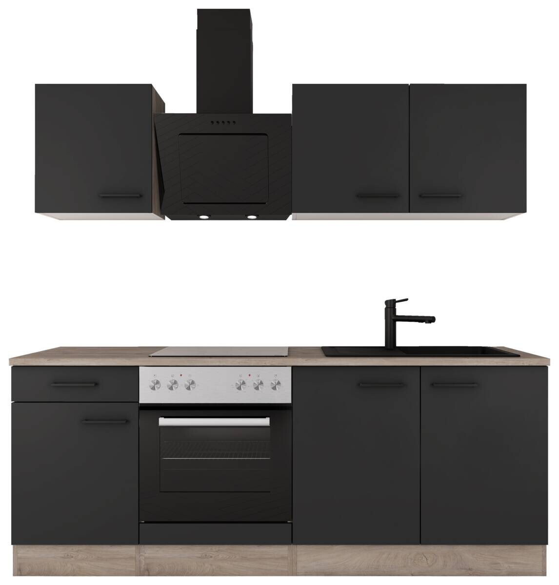 Küchenblock Capri schwarz matt B/T: ca. 210x60 cm