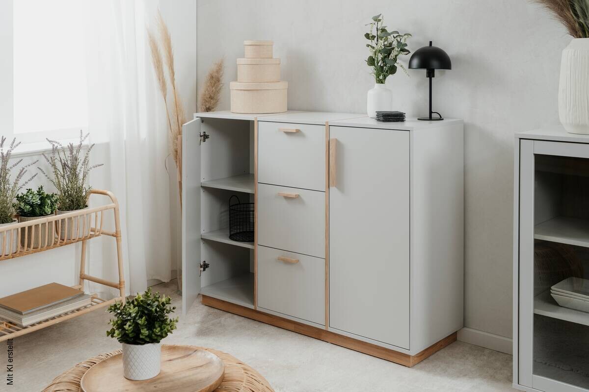 Kommode Split grau Jackson Hickory Nachbildung B/H/T: ca. 125x94x40 cm