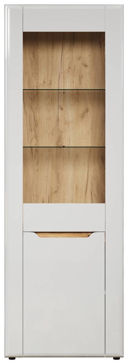 Vitrine Marlon Eiche Evoke Coast Nachbildung weiß Hochglanz B/H/T: ca. 65x192x40 cm