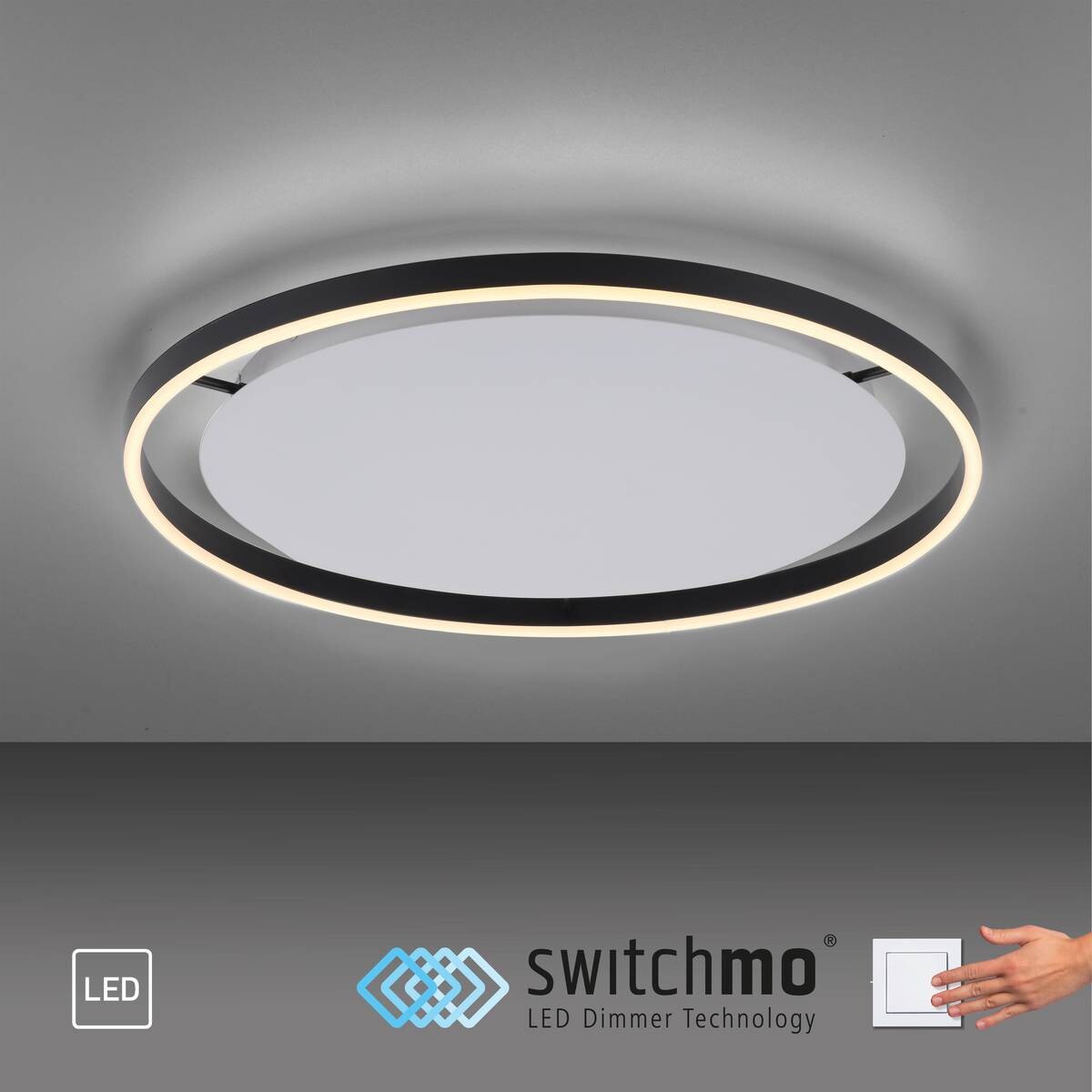 Just Light LED-Deckenleuchte RITUS 15392-13 weiß anthrazit Metall H/D: ca. 5,3x58,5 cm 1 Brennstellen