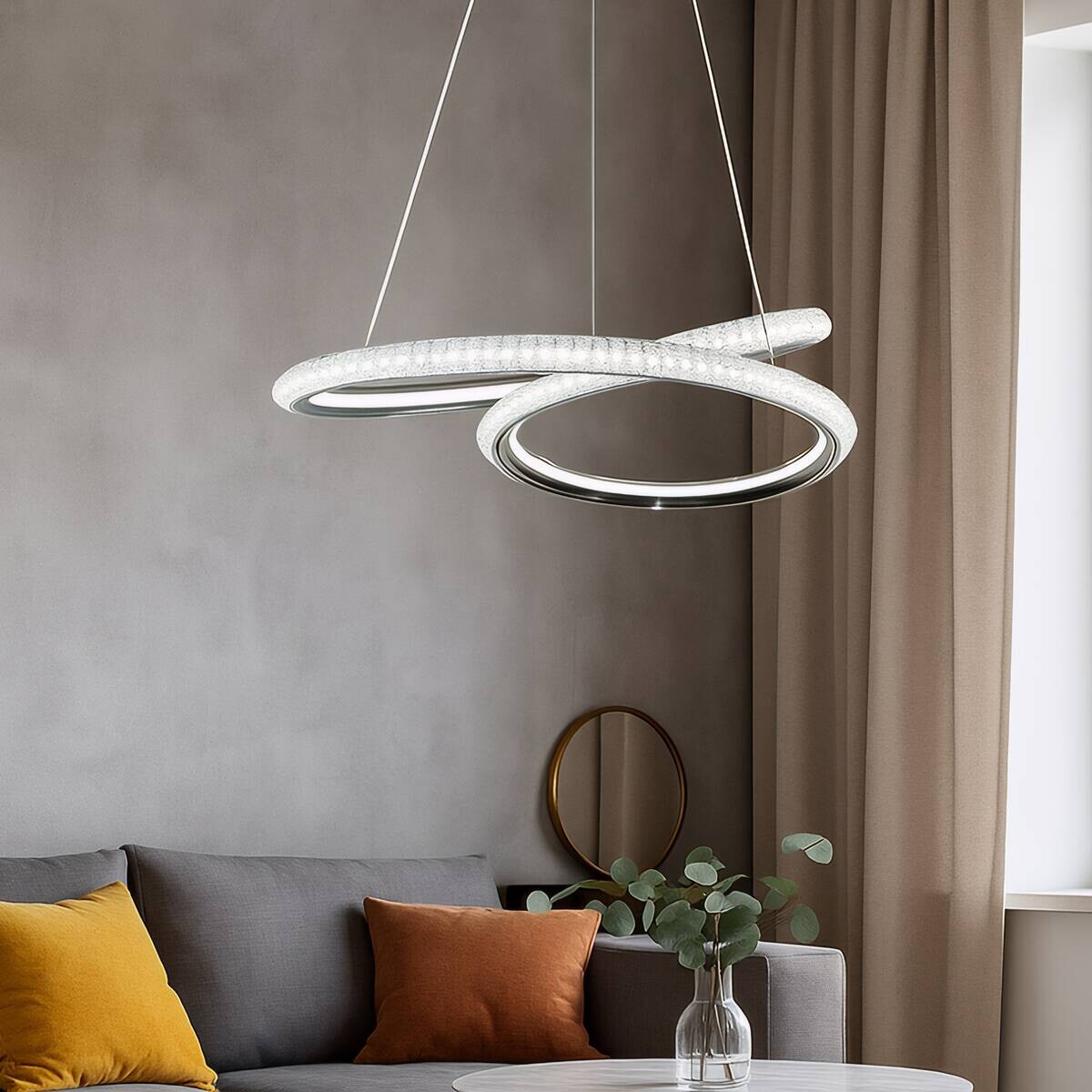 POCOline LED-Pendelleuchte Giorgia Chrom Acryl Metall H/D: ca. 120x45 cm