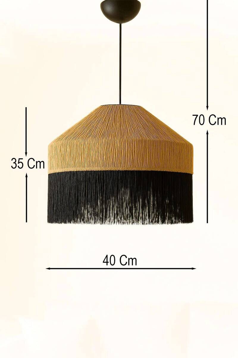 Opviq Pendelleuchte beige schwarz Kunststoff B/T/L: ca. 40x40x40 cm E27 1 Brennstellen