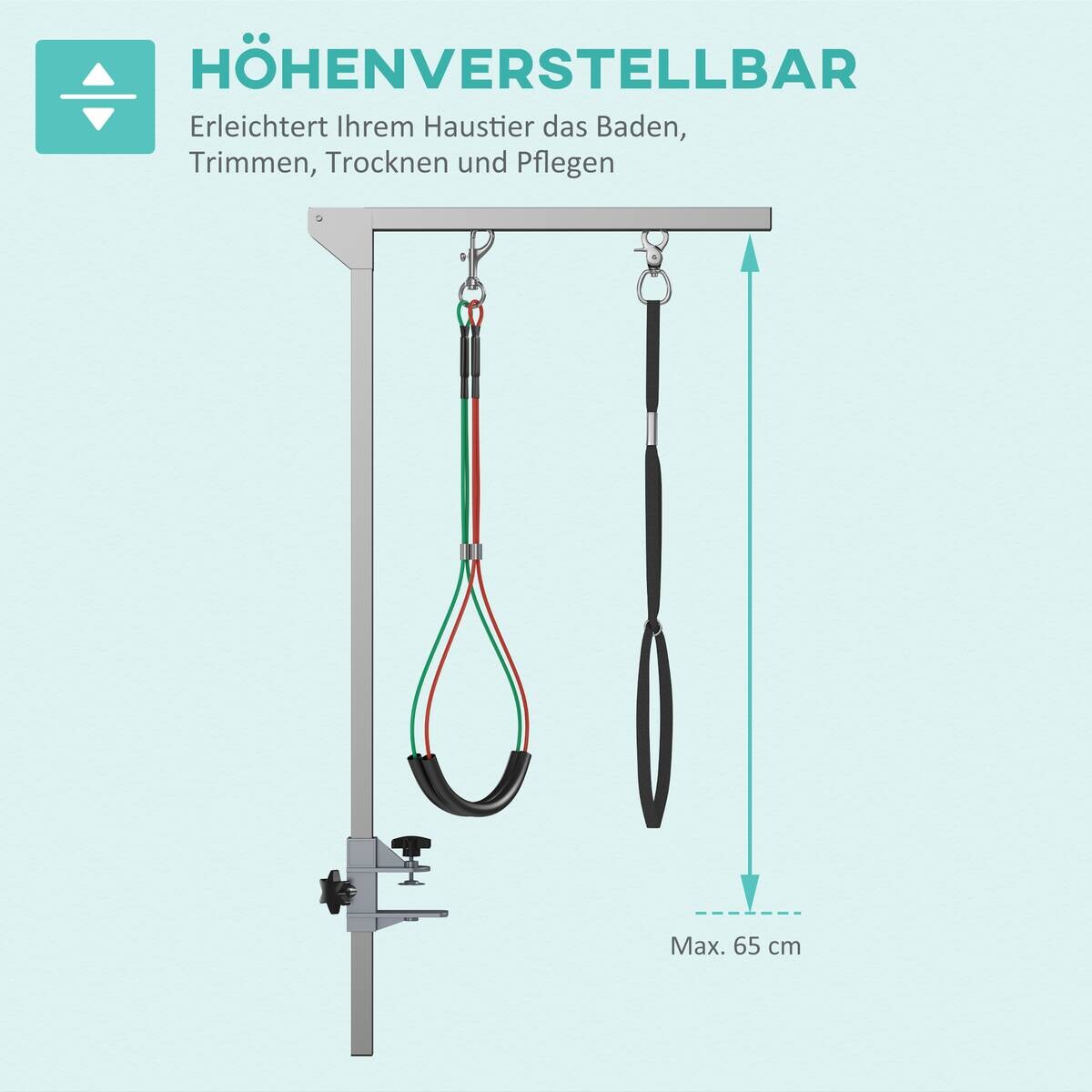 PawHut Haustier Fellpflege m. Klemme silber Aluminium B/H/L: ca. 8x36x74 cm