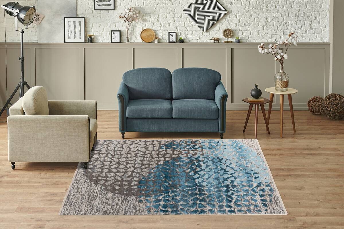 Kayoom Kurzflorteppich Milan 425 blau B/H/L: ca. 160x0,5x230 cm