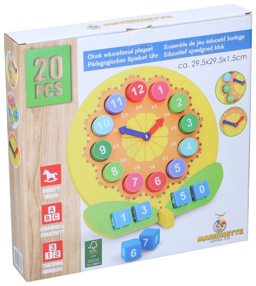 Marionette Holzspielzeug Lernuhr