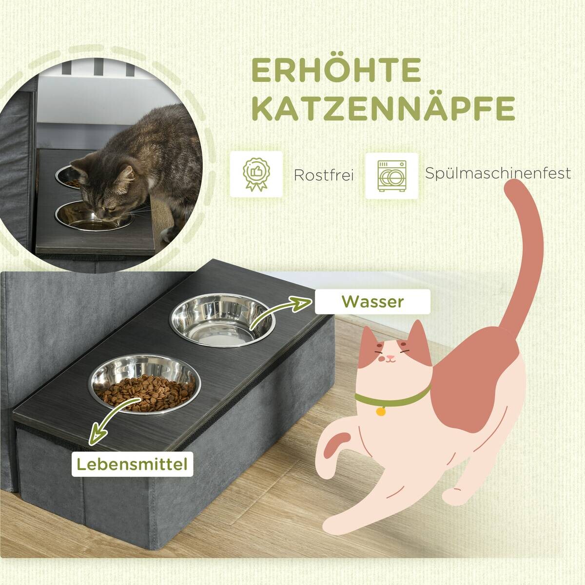 PawHut Katzen-Zubehör grau Edelstahl B/H/L: ca. 50x70x51,5 cm