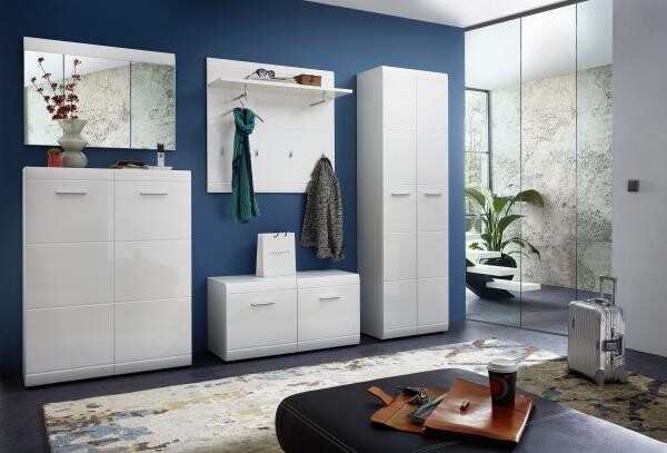 Garderobenpaneel Adana weiß Hochglanz B/H/T: ca. 96x90x31 cm