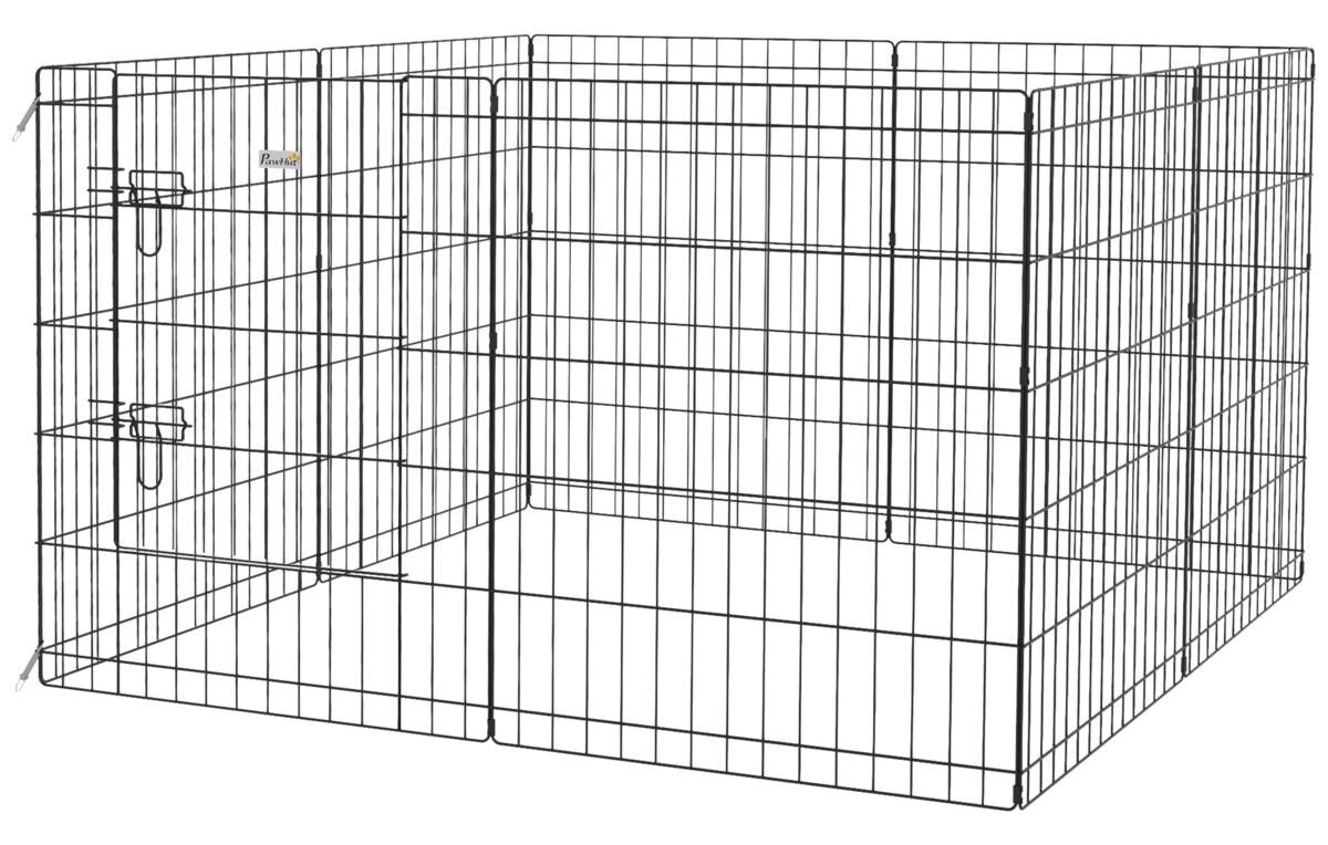 PawHut Welpenauslauf schwarz Metall B/H/L: ca. 4x76x61 cm