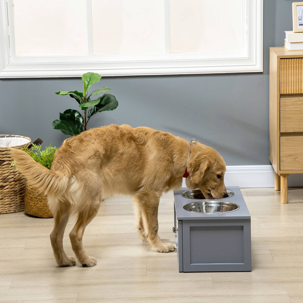 PawHut Hunde-Zubehör grau MDF B/H/L: ca. 30x60x24 cm