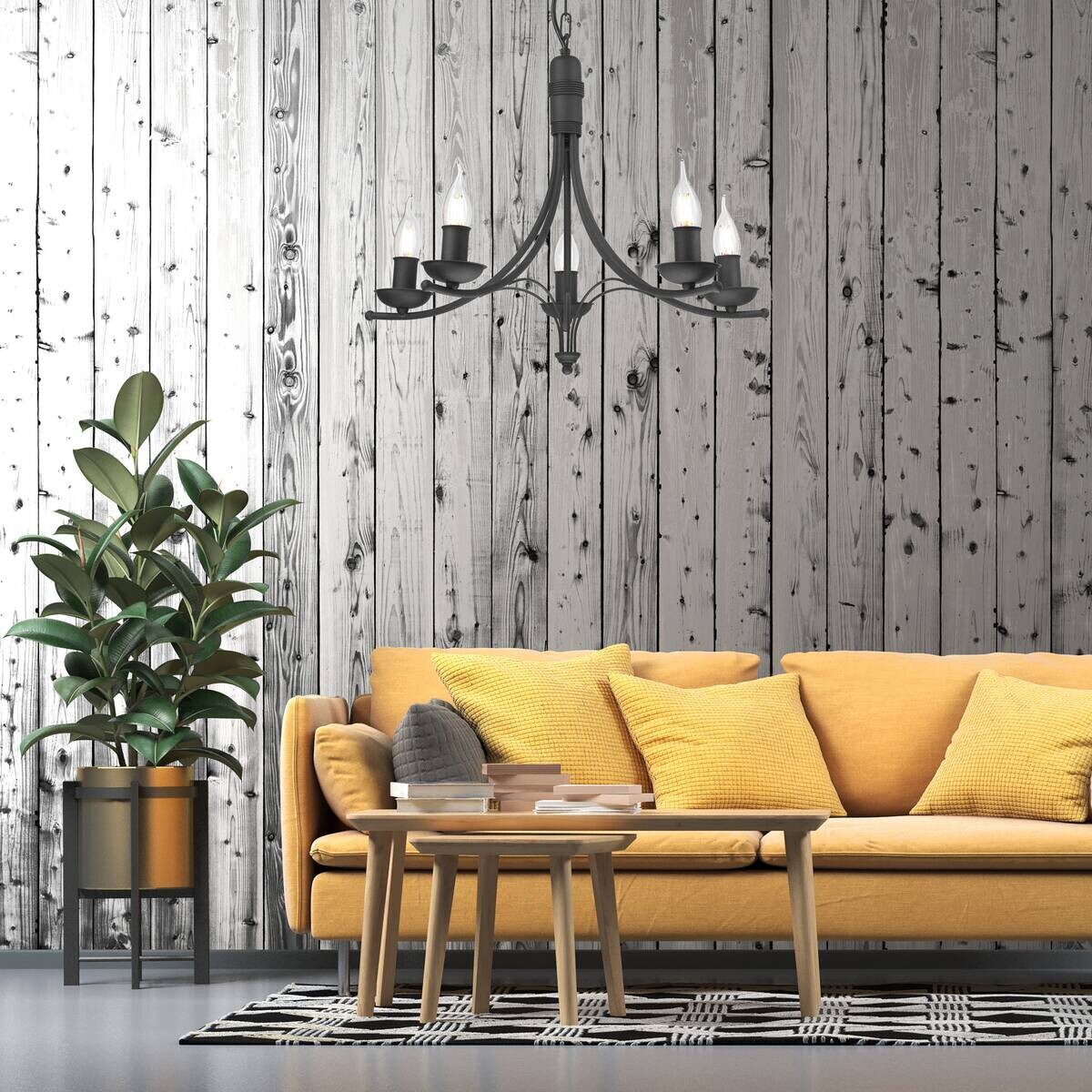 Lamkur Pendelleuchte LUCY 44101 schwarz Stahl H/L: ca. 100x58 cm E14 5 Brennstellen