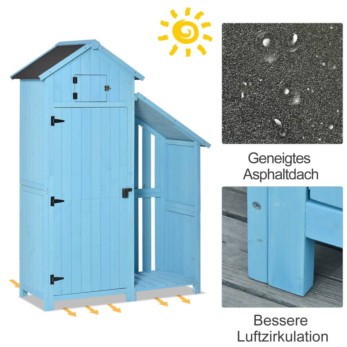 Outsunny Gartenhaus blau B/H/L: ca. 130x180x54,5 cm