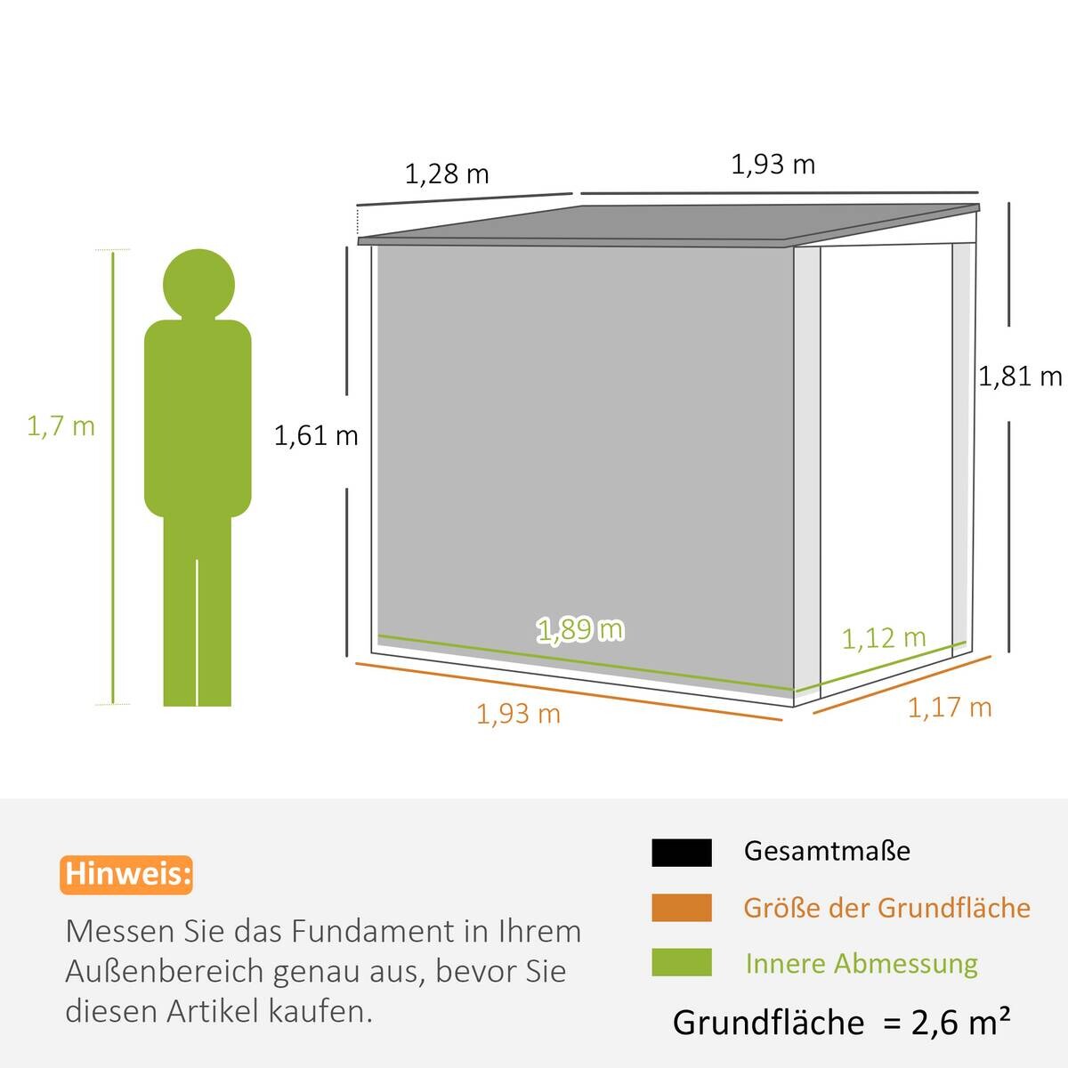 Outsunny Gerätehaus dunkelgrau B/H/L: ca. 128x181x193 cm