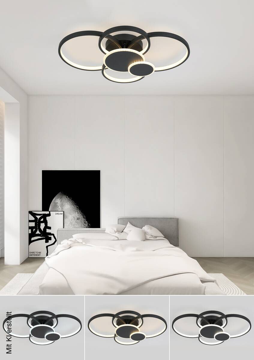 Nolo LED-Deckenleuchte Ring schwarz Metall B/H/L: ca. 46x10x65 cm