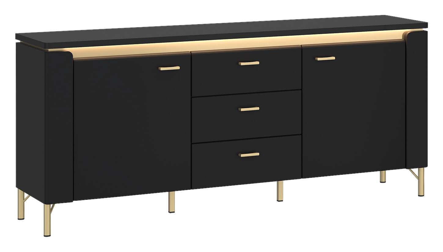 Lowboard Norica schwarz matt gold Optik B/H/T: ca. 155x70x40 cm