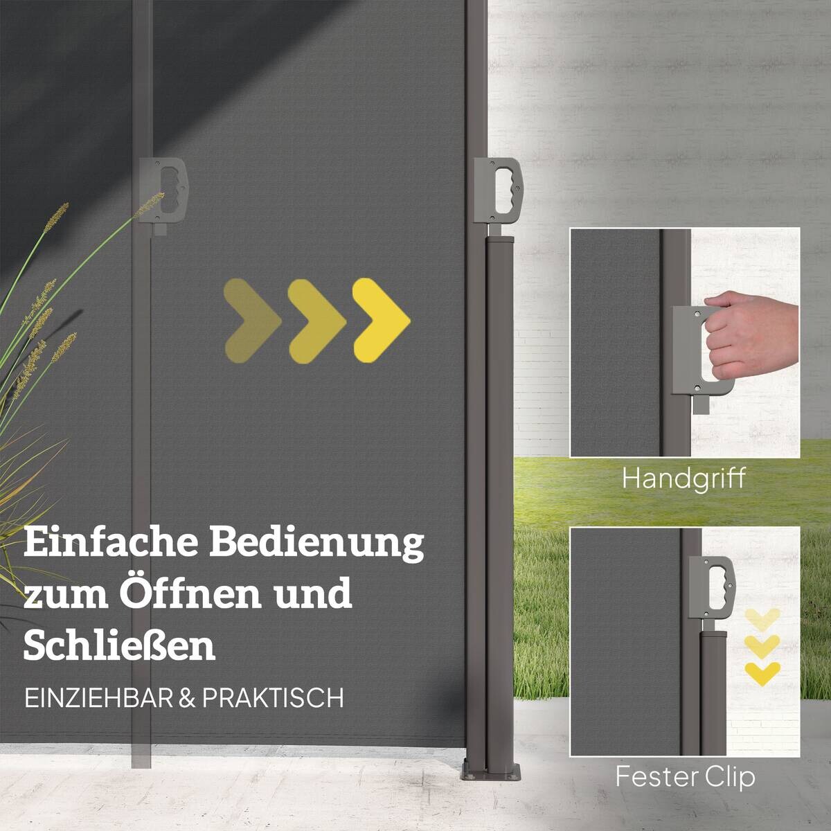 Outsunny Seitenmarkise dunkelgrau Polyester B/H/L: ca. 1x140x300 cm