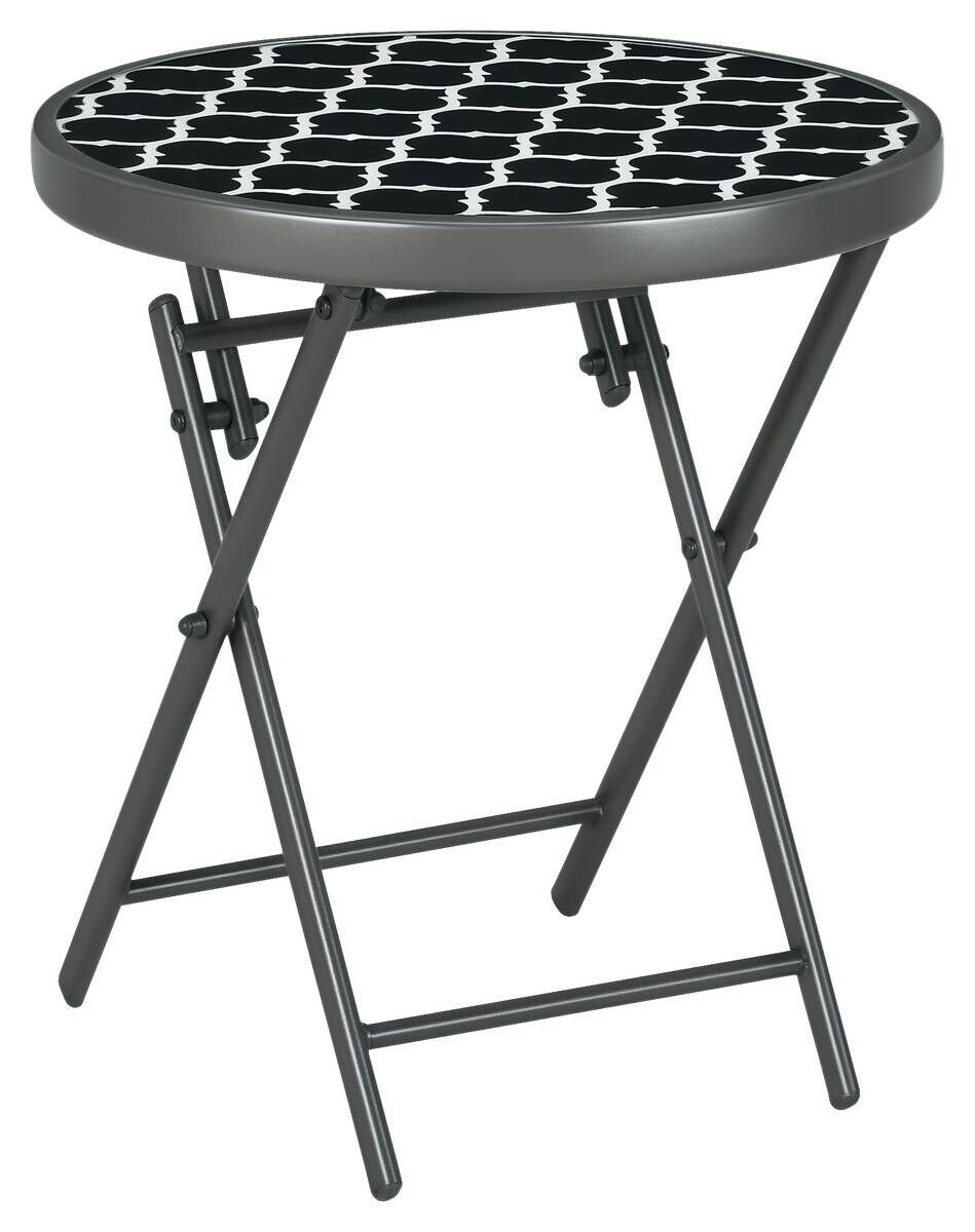 Outsunny Garten-Beistelltisch schwarz Metall B/H/L: ca. 45x50x45 cm