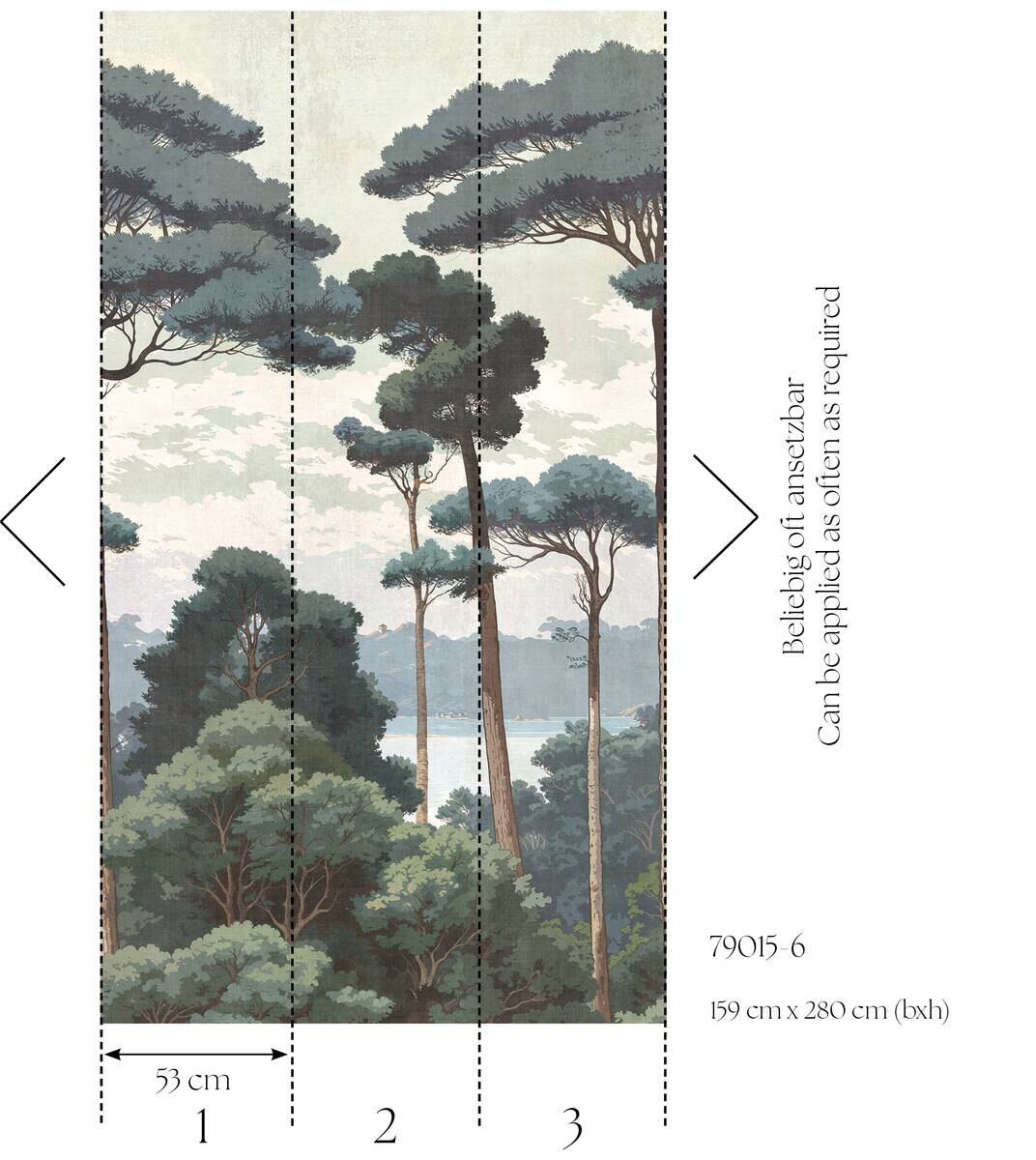 Livingwalls Fototapete Landschaft grün weiß creme B/L: ca. 280x159 cm