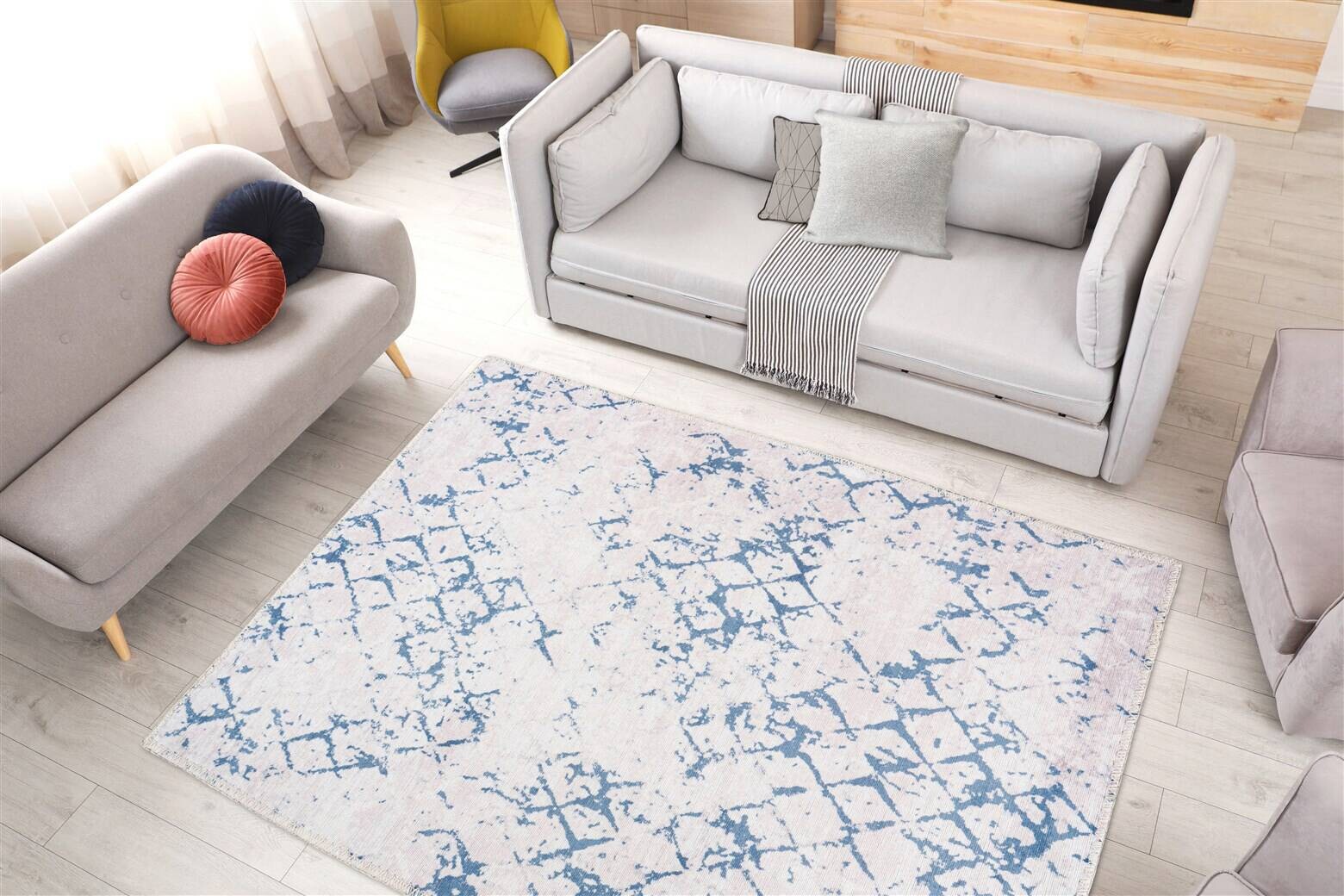 Arte Espina Flachflorteppich Peron 425 blau B/H/L: ca. 120x0,5x180 cm