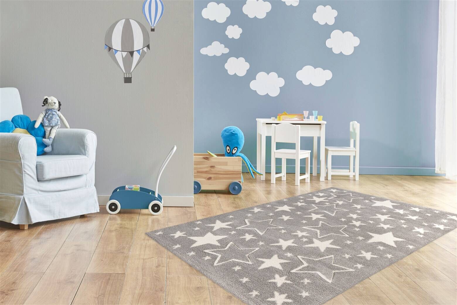 Kayoom Kurzflorteppich Australia - Tamworth silber B/H/L: ca. 80x1,6x150 cm